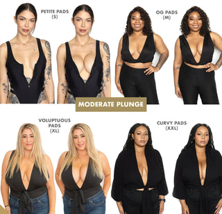 Pad Sizes with models in Moderate Plunge