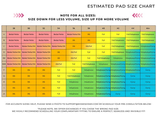 PAD SIZE CHART – Misses Kisses: The Frontless Bra