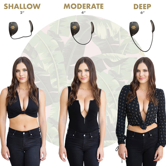 Misses Kisses offers unrivaled support and cleavage, giving a push-up effect with no heavy straps, no restrictive bands, and no visible front. Frontless backless and strapless bra. 
